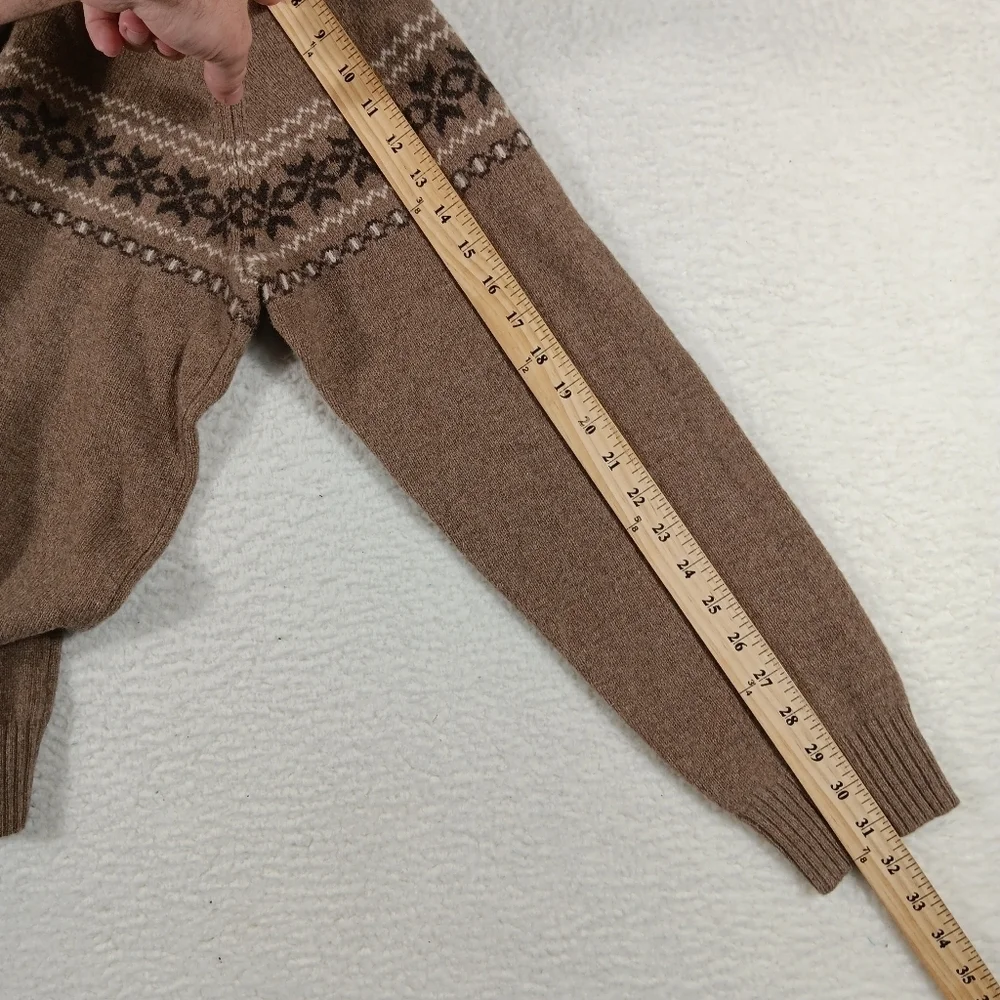 Vintage J Crew Sweater Mens XL Brown Lambswool Fair Isle Fall Outdoor Grandpa